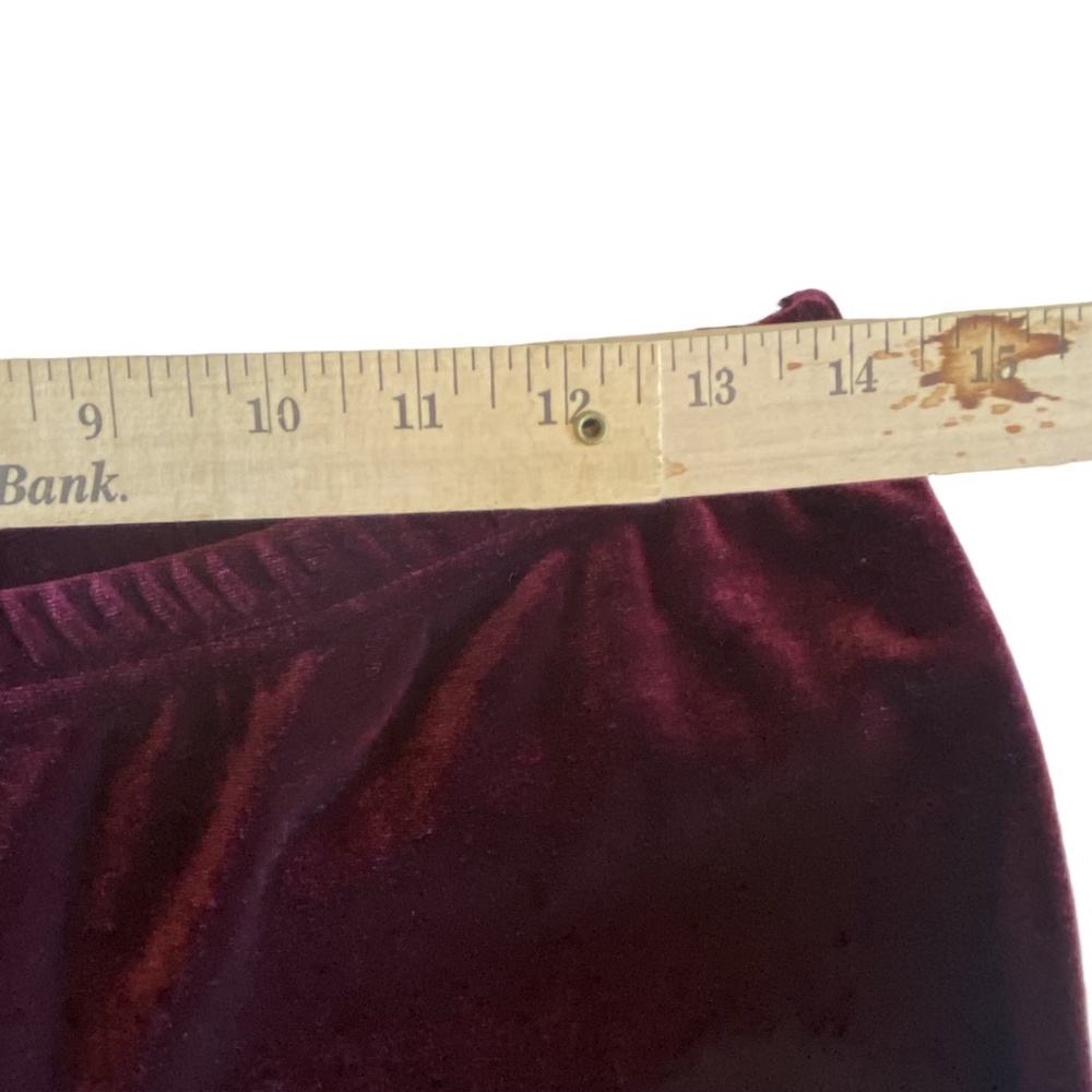 Believe Burgundy Velour Straight Leg Pants Y2K Lounge Size 8 - Picture 15 of 16